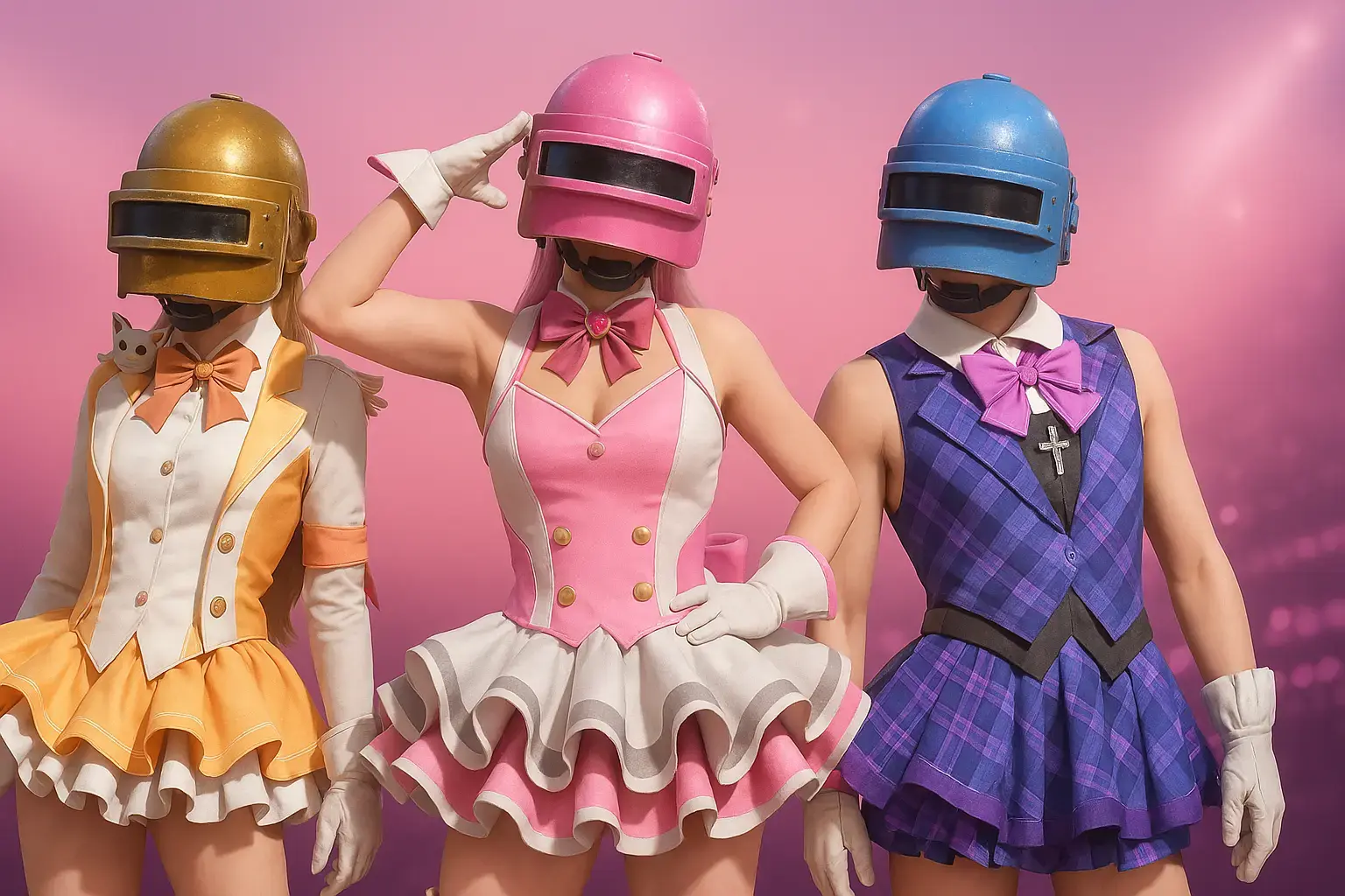 pubg style kawaii aesthetics, altyn helmet, magic girl