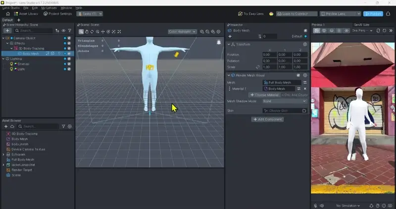 Replace the full body mesh with a clothing mesh
