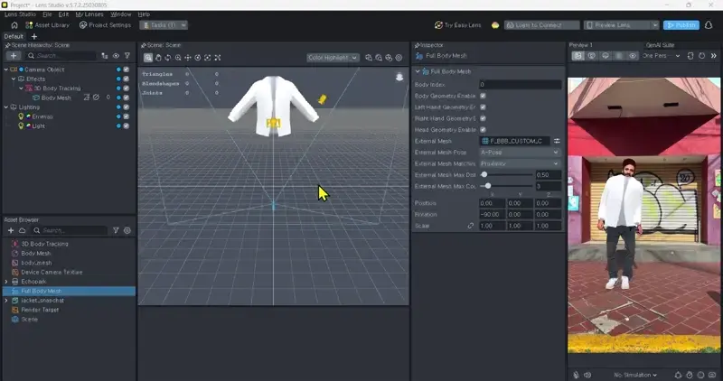 Apply the clothing material to the body mesh